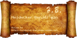 Heidecker Benjámin névjegykártya